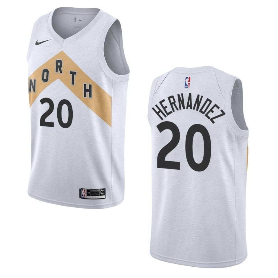 Men's Toronto Raptors 20 Dewan Hernandez City Swingman Jersey - White - JS251