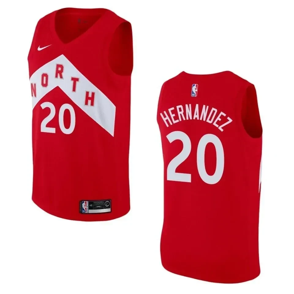 Men's Toronto Raptors 20 Dewan Hernandez Earned Swingman Jersey - Red - JS953