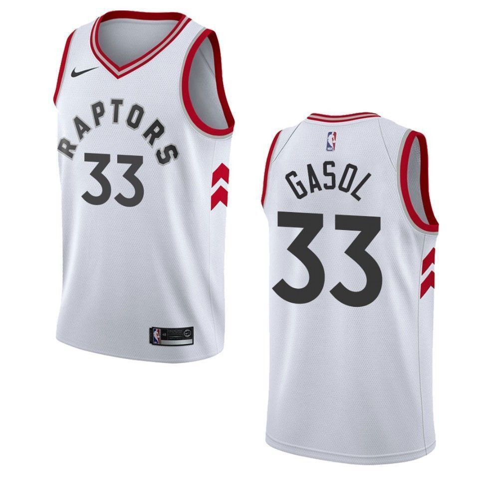 Men's Toronto Raptors 33 Marc Gasol Association Swingman Jersey - White - JS930