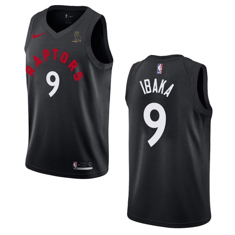 Men's Toronto Raptors 9 Serge Ibaka Drake Ovo Collection Jersey - Black - JS856
