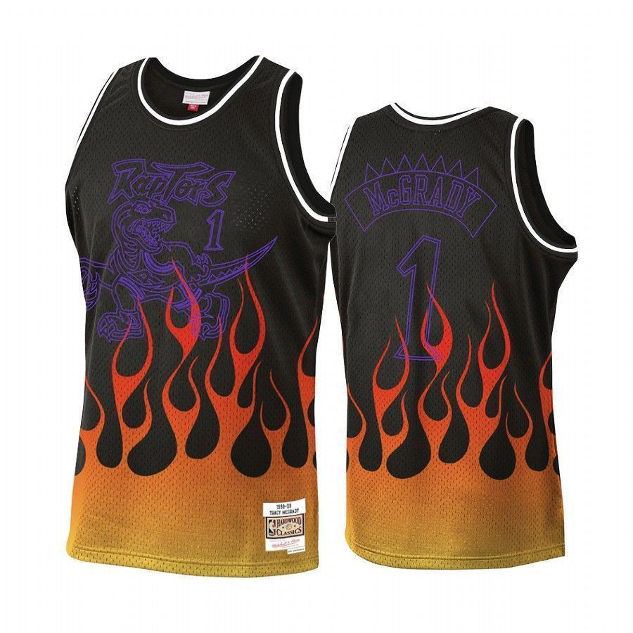 Men's Tracy Mcgrady 1 Toronto Raptors Flames Jersey Black - JS134