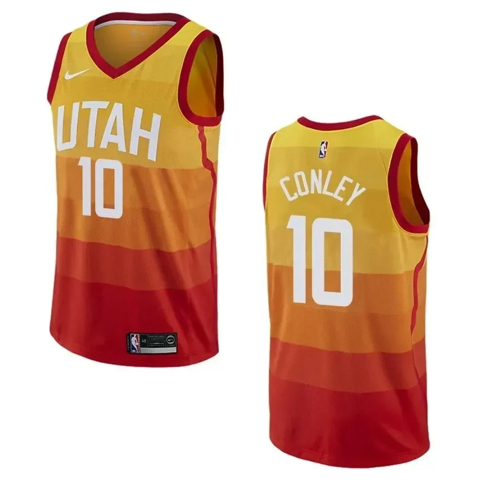 Men's Utah Jazz 10 Mike Conley City Swingman Jersey - Orange - JS771