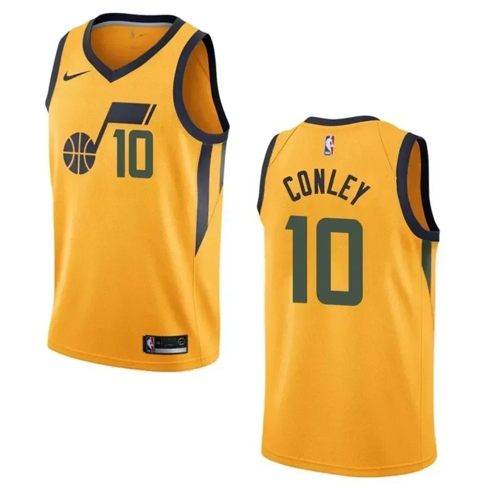 Men's Utah Jazz 10 Mike Conley Statement Swingman Jersey - Gold - JS647