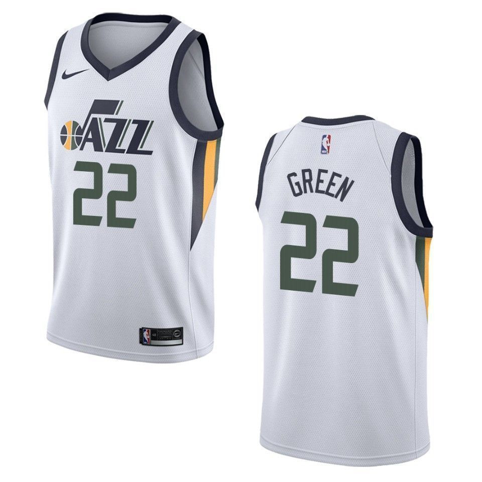 Men's Utah Jazz 22 Jeff Green Association Swingman Jersey - White - JS397