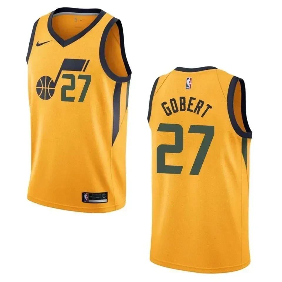 Men's Utah Jazz 27 Rudy Gobert Statement Swingman Jersey - Yellow - JS196