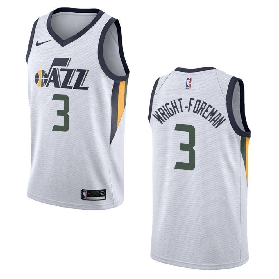 Men's Utah Jazz 3 Justin Wright-foreman Association Swingman Jersey - White - JS713