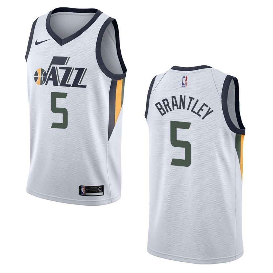 Men's Utah Jazz 5 Jarrell Brantley Association Swingman Jersey - White - JS933