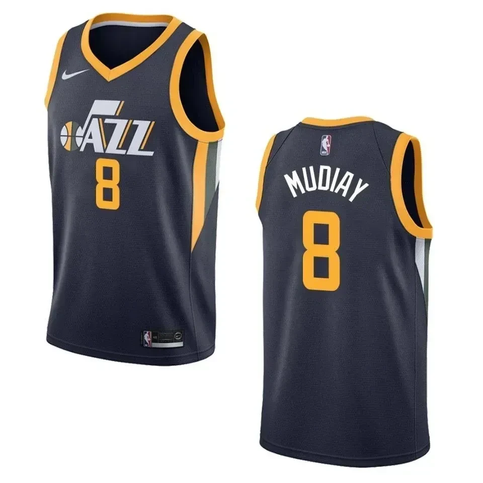 Men's Utah Jazz 8 Emmanuel Mudiay Icon Swingman Jersey - Navy - JS693