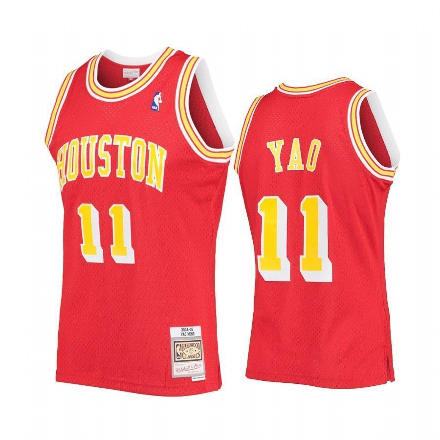 Men's Yao Ming 11 Houston Rockets Red Hardwood Classics Jersey - JS718