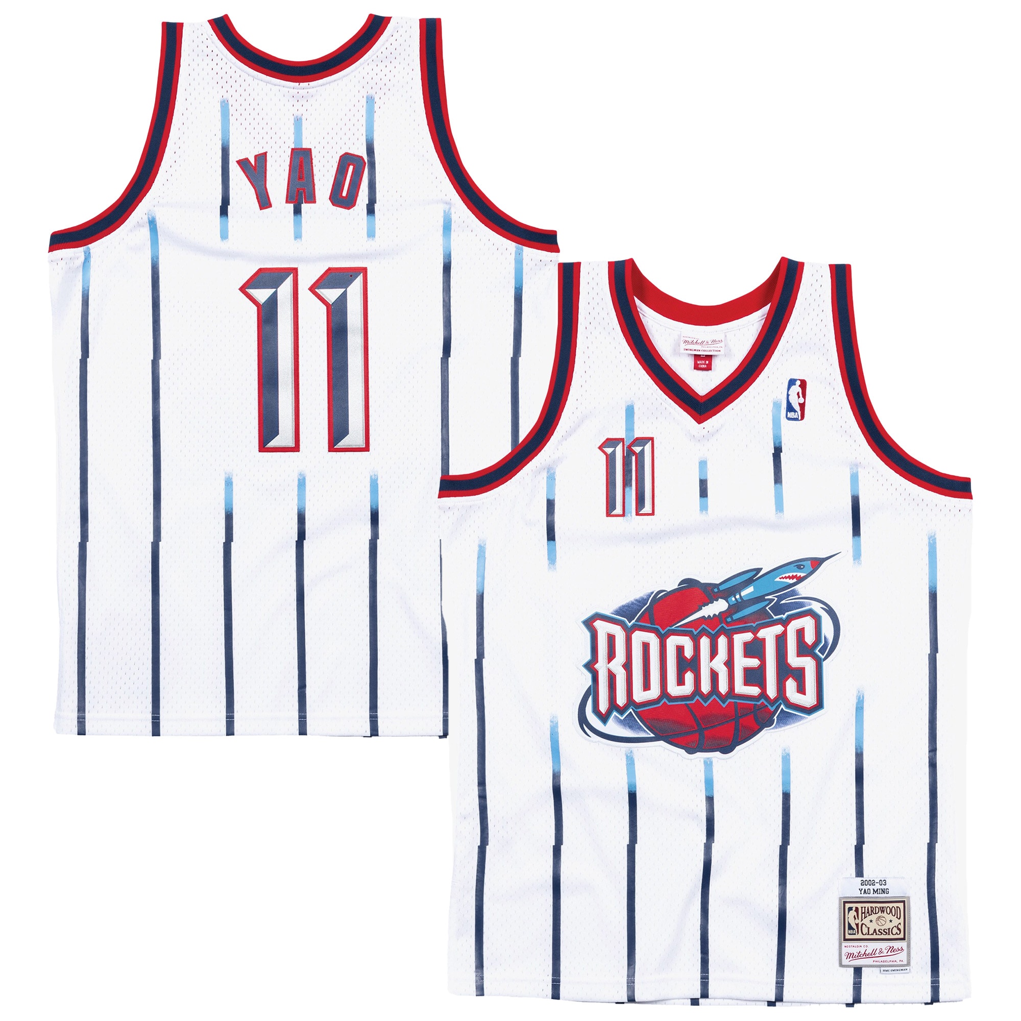 Men's Yao Ming White Houston Rockets Hardwood Classics Swingman Player Jersey - JS620