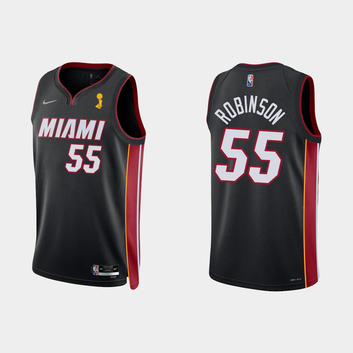 Miami Heat Duncan Robinson 55 Champions Cup Diamond Black Jersey Icon - JS117