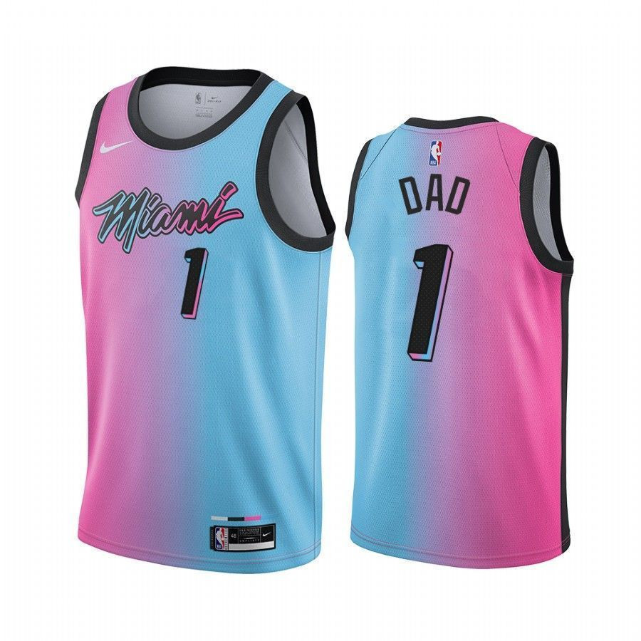 Miami Heat Fathers Day Blue Pink No.1 Dad Jersey - JS626