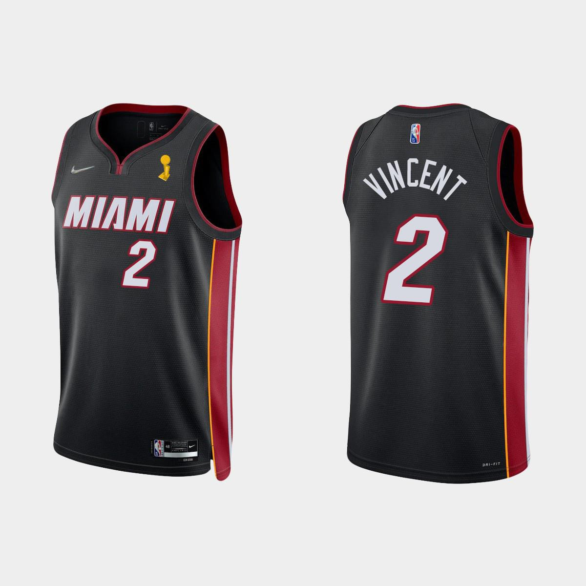 Miami Heat Gabe Vincent 2 Champions Cup Diamond Black Jersey Icon - JS126