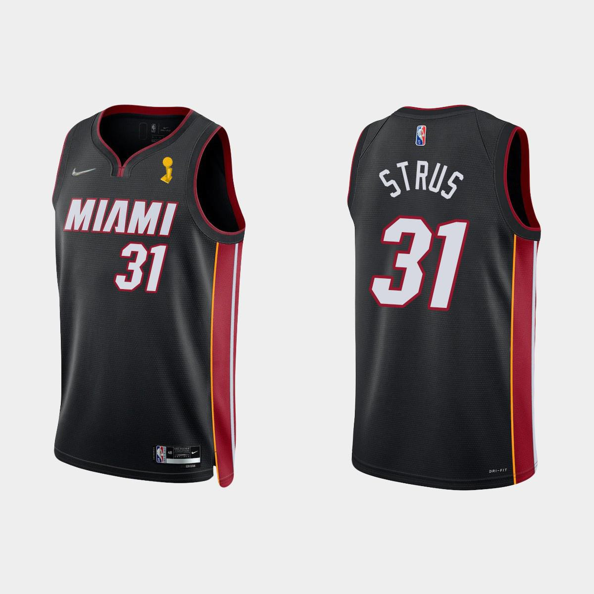 Miami Heat Max Strus 31 Champions Cup Diamond Black Jersey Icon - JS828
