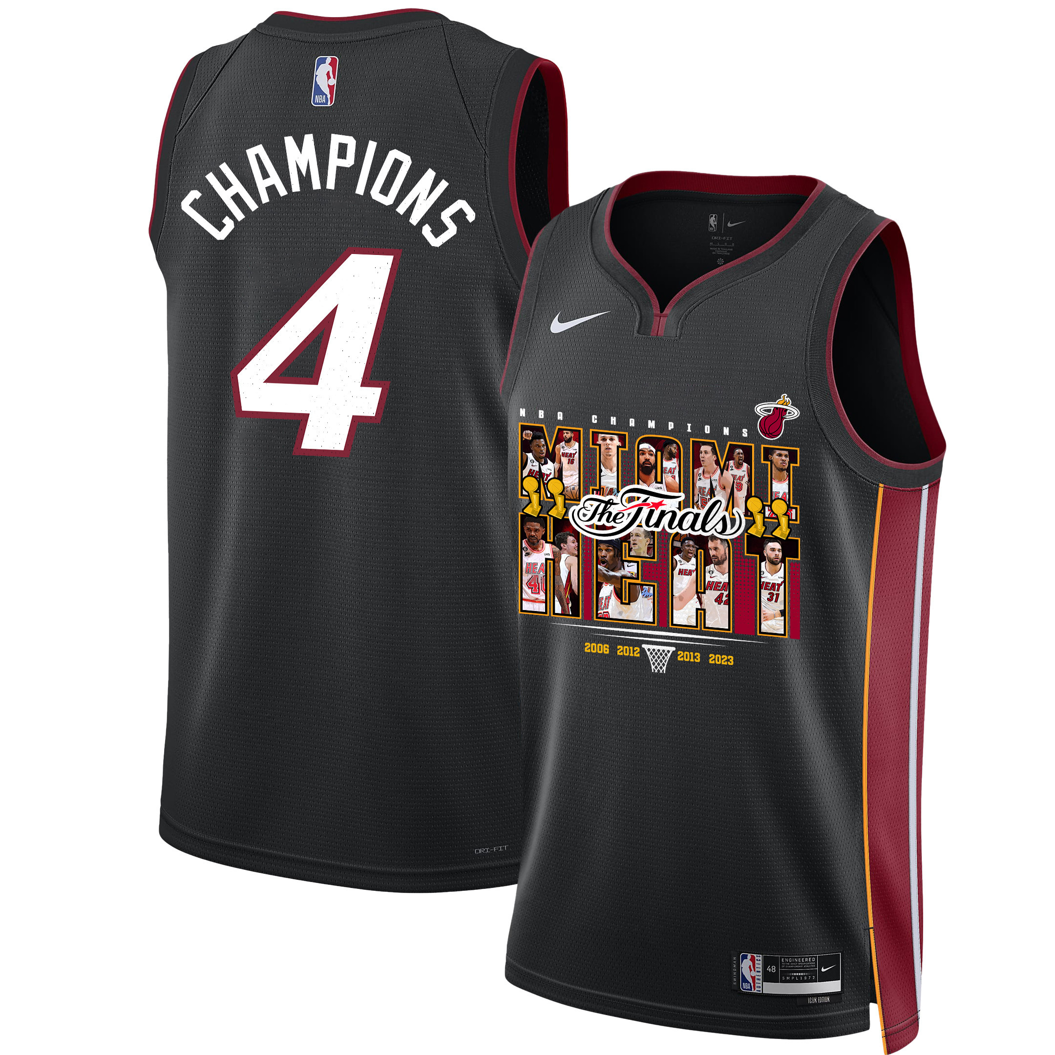Miami Heat The 2023 Champions' Badge For Miami Swingman Jersey - Black - JS540