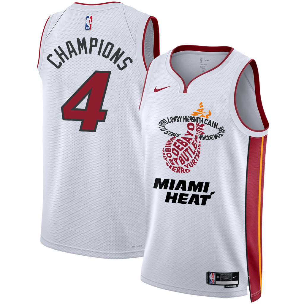 Miami Heat Victorious Flames 2023 Champions Swingman Jersey - White - JS320