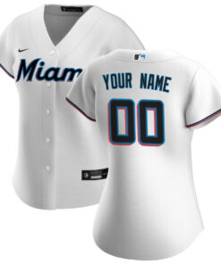 Miami Marlins Women's Home Custom Jersey - White
