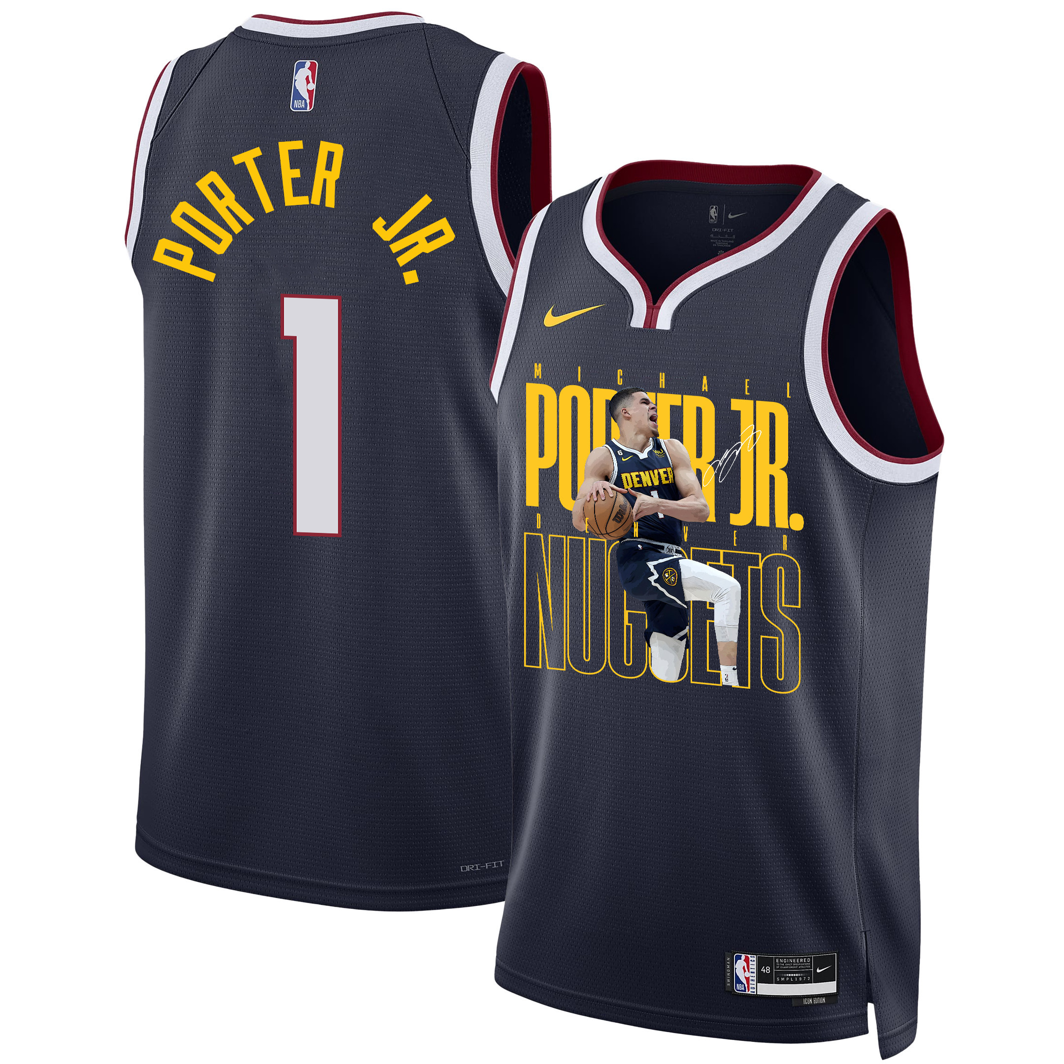 Michael Porter Jr. 1 Denver Nuggets Future Superstar 2023 NBA Champions Swingman Jersey - Black - JS157