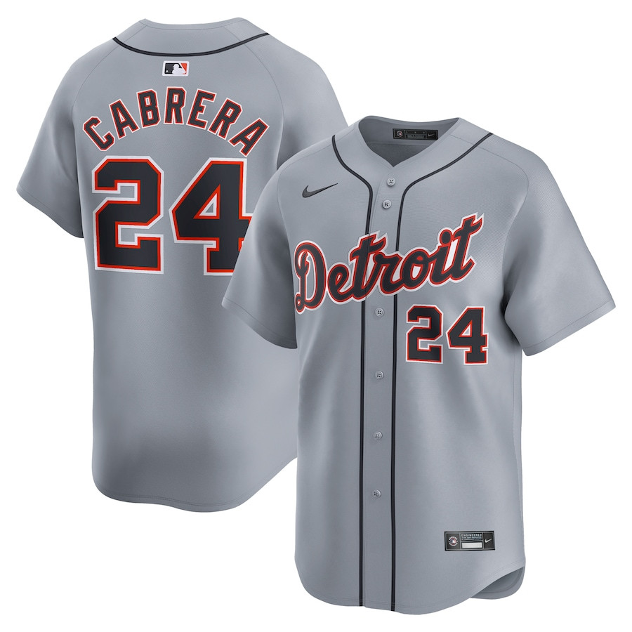 Miguel Cabrera 24 Detroit Tigers Road Limited Player Men Jersey - Gray