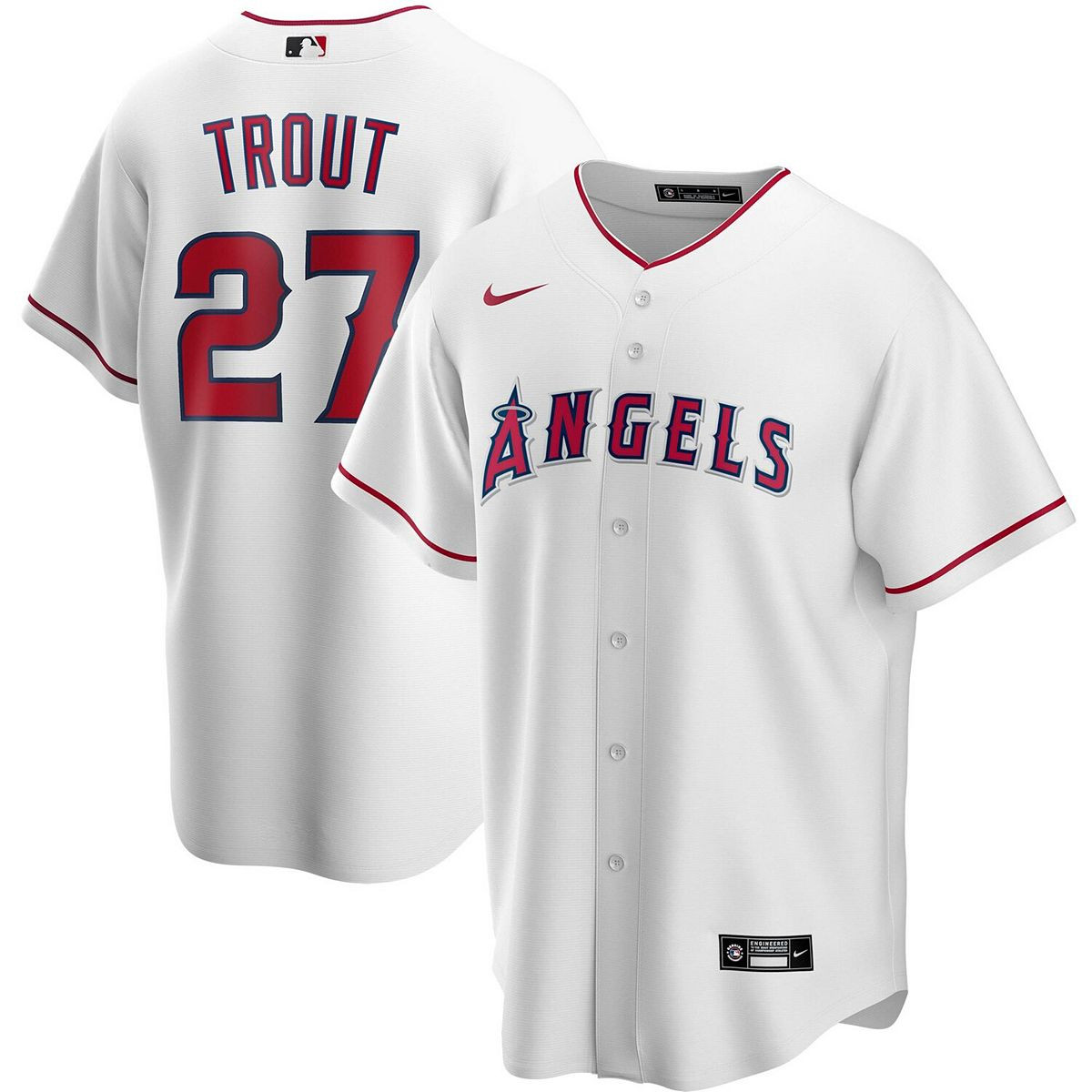 Mike Trout 27 Los Angeles Angels Home Men Jersey - White