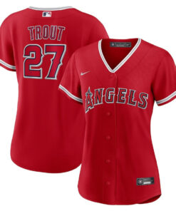 Mike Trout 27 Los Angeles Angels Women's Alternate Player Jersey - Red