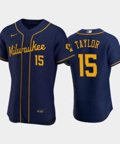 Milwaukee Brewers 15 Tyrone Taylor Alternate Team Navy Jersey Jersey