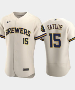 Milwaukee Brewers 15 Tyrone Taylor Home Team Cream Jersey Jersey