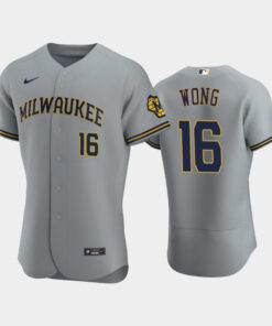 Milwaukee Brewers 16 Kolten Wong Road Team Gray Jersey Jersey