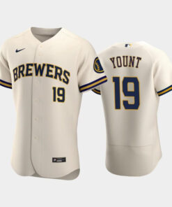 Milwaukee Brewers 19 Robin Yount Home Team Cream Jersey Jersey