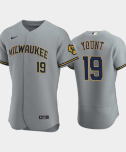 Milwaukee Brewers 19 Robin Yount Road Team Gray Jersey Jersey