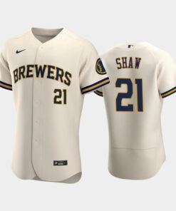 Milwaukee Brewers 21 Travis Shaw Home Team Cream Jersey Jersey