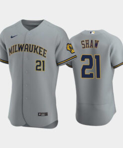 Milwaukee Brewers 21 Travis Shaw Road Team Gray Jersey Jersey