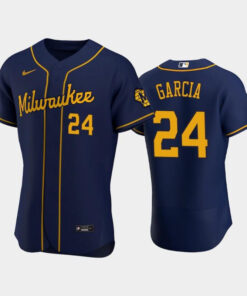Milwaukee Brewers 24 Avisail Garcia Alternate Team Navy Jersey Jersey