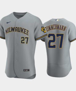 Milwaukee Brewers 27 Jordan Zimmermann Road Team Gray Jersey Jersey