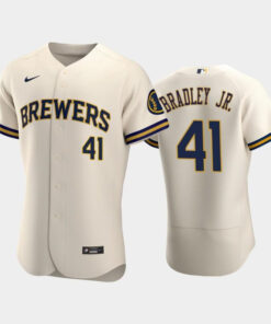 Milwaukee Brewers 41 Jackie Bradley Jr. Home Team Cream Jersey Jersey