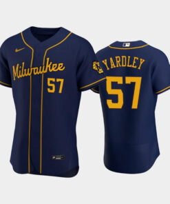 Milwaukee Brewers 57 Eric Yardley Alternate Team Navy Jersey Jersey