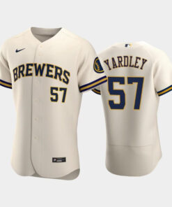 Milwaukee Brewers 57 Eric Yardley Home Team Cream Jersey Jersey