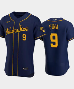 Milwaukee Brewers 9 Manny Pina Alternate Team Navy Jersey Jersey