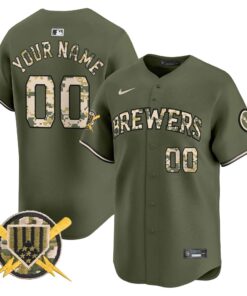 Milwaukee Brewers Armed Forces Day Vapor Premier Limited Custom Jersey