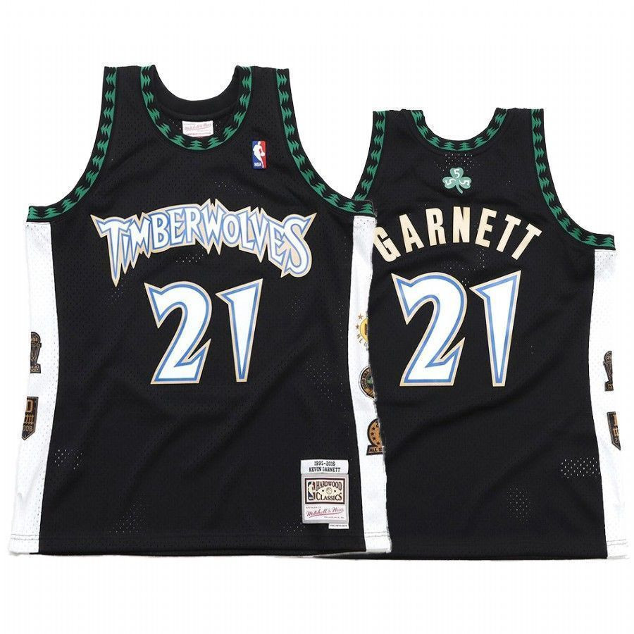Minnesota Timberwolves Kevin Garnett 21 Black Hall Of Fame Jersey - JS213