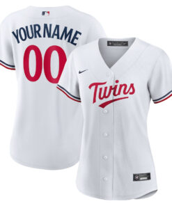 Minnesota Twins Team Logo Home Custom Women Jersey - White