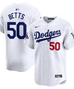 Mookie Betts 50 Los Angeles Dodgers 2024 World Series Champions Home Limited Player Men Jersey - White
