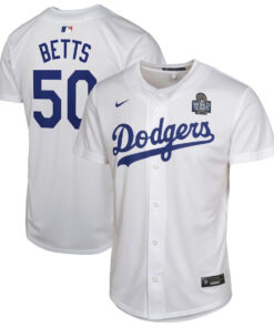 Mookie Betts 50 Los Angeles Dodgers 2024 World Series Game YOUTH Jersey - White