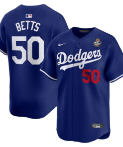 Mookie Betts 50 Los Angeles Dodgers 2024 World Series Home Limited Player Men Jersey - Royal