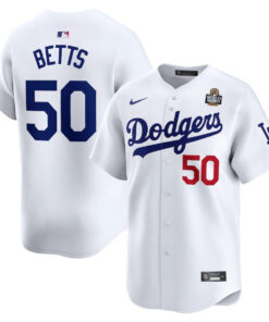 Mookie Betts 50 Los Angeles Dodgers 2024 World Series Home Limited Player Men Jersey - White
