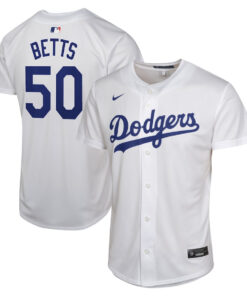 Mookie Betts 50 Los Angeles Dodgers Home Game Player YOUTH Jersey - White