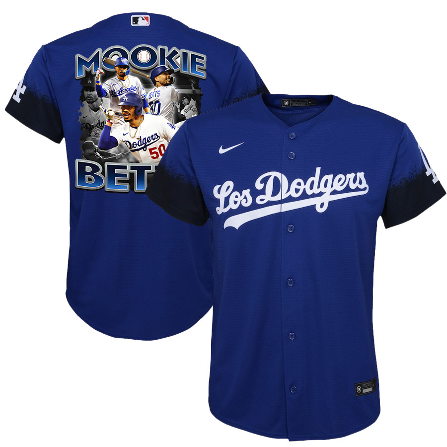 Mookie Betts 50 Los Angeles Dodgers Posture 2023 City Connect Player YOUTH Jersey - Royal