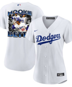 Mookie Betts 50 Los Angeles Dodgers Posture 2023 Home Player Women Jersey - White