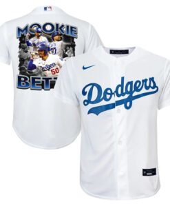 Mookie Betts 50 Los Angeles Dodgers Posture 2023 Home Player YOUTH Jersey - White