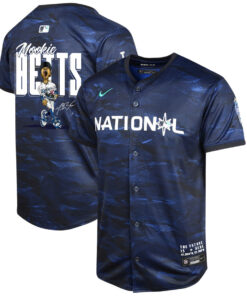 Mookie Betts 50 Los Angeles Dodgers Signed Cartoon 2023 All-Star Game Limited Player YOUTH Jersey - Royal